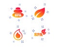 Spa stones icons. Water drop with leaf symbols. Vector Royalty Free Stock Photo