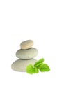 Spa Stones and Lemon Balm Herb Royalty Free Stock Photo