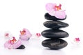 Spa stones with pink flower Royalty Free Stock Photo