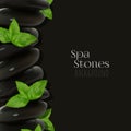 Spa Stones Realistic Vector Background. Isolated Vector Illustration. Template for Cosmetic Shop, Spa Salon, Beauty Products Pack