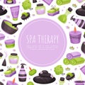 Spa therapy banner template. Cosmetology, beauty treatment and relaxation therapy poster, card, backgound vector