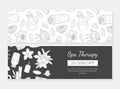 Spa Therapy Banner Template, Organic Natural Cosmetics and Accessories Seamless Pattern, Spa Center, Beauty Salon Design