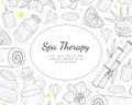 Spa Therapy Banner Template, Organic Natural Cosmetics and Beauty Accessories Seamless Pattern, Flyer, Coupon