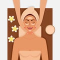 Spa therapy. Girl getting facial massage at spa salon