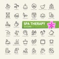 SPA therapy massage cosmetics elements web icon set - outline icon set