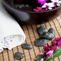 Spa therapy with orchids and stones Royalty Free Stock Photo