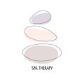 Spa therapy template. Balancing stones on white background. Abstract vector logo with stones. Minimalist hand drawn Royalty Free Stock Photo