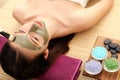 Spa therapy for young woman having facial mask at beauty salon - indoors Royalty Free Stock Photo