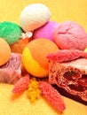 Spa tools, Bath bombs, natural soap,flower, aromatherapy Royalty Free Stock Photo