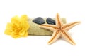 Spa towel, rocks, flower and starfish Royalty Free Stock Photo