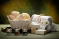 Spa - towels, soap, candles and massage tools Royalty Free Stock Photo