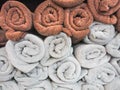 Spa towels, towels stacked rolls. texture background Royalty Free Stock Photo