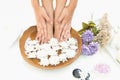 Spa treatment and product for hand and foot spa with flowers and water