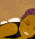 Spa treatment stone therapy. A girl with closed eyes lies with stones on her back. Illustration, fragment
