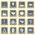 Spa treatments icons set blue