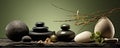 spa treatments with stones and bamboo mat Royalty Free Stock Photo