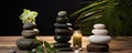 spa treatments with stones and bamboo mat Royalty Free Stock Photo