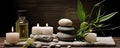 spa treatments with stones and bamboo mat Royalty Free Stock Photo