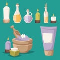 Spa vector icons treatment beauty procedures Royalty Free Stock Photo