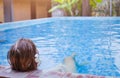 Spa and wellness background, woman relaxing in luxurious thermal bath pool Royalty Free Stock Photo