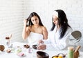 women hands making facial mask doing spa procedures Royalty Free Stock Photo