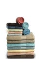 Bath and Hand towels in stacked up. Spa and wellness Concept