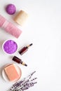 Spa and wellness set of lavender cosmetic pharmacy products Royalty Free Stock Photo