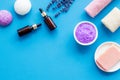 Spa and wellness set of lavender cosmetic pharmacy products Royalty Free Stock Photo