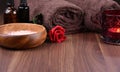 Romantic spa and wellness still life with red rose stock images Royalty Free Stock Photo