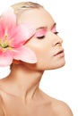 Spa, wellness, skin care. Woman with pink make-up Royalty Free Stock Photo