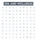 Spa and wellness vector line icons set. Spa, Wellness, Relaxation, Beauty, Therapy, Massage, Hot Stone illustration