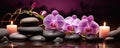 spa and wellness wallpaper with orchid flower stones