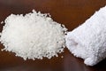 Spa white towel and sea bath salt for relaxation Royalty Free Stock Photo