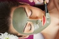 Spa Woman applying Facial clay Mask. Beauty Treatments. Close-up portrait of beautiful girl applying facial mask.Cosmetology. Body Royalty Free Stock Photo