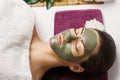 Spa Woman applying Facial clay Mask. Beauty Treatments. Close-up Royalty Free Stock Photo