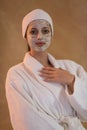 Spa Woman applying Facial Mask Royalty Free Stock Photo