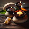 Spa zen meditation stones and candles Royalty Free Stock Photo