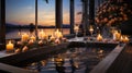 Spa zone in a bathroom with a jacuzzi and candles for relaxat Royalty Free Stock Photo