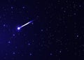 Shooting star background against dark blue starry night sky, brightest star in the Sky vector illustration Royalty Free Stock Photo