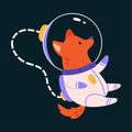 Space Adventure with Dog Astronaut in Spacesuit Floating Exploring Galaxy Vector Illustration