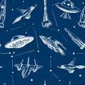 Space aircraft seamless pattern