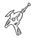 Space alien blaster gun vector icon in cartoon style