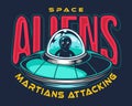 Space aliens flyer vintage colorful Royalty Free Stock Photo