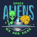 Space aliens vintage colorful flyer