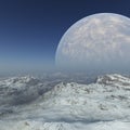 Space Art: Foggy Alien Planet frozen world Royalty Free Stock Photo
