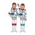 Space astronaut couple cartoon