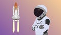 Space Astronaut in new space suit in a front Space shuttle flight Royalty Free Stock Photo