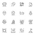 Space, astronomy line icons set