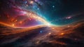 Space background with abstract rays of light. Journey through the universe, galaxies, planets and stars. Time and space concept Royalty Free Stock Photo