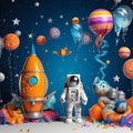 space background, space and astronomy, rocket and planet